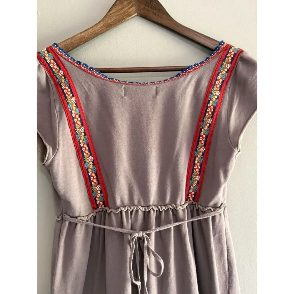Free People Boho Babydoll Embroidered Tunic Dress Festival Hippie Tiered Folk XS